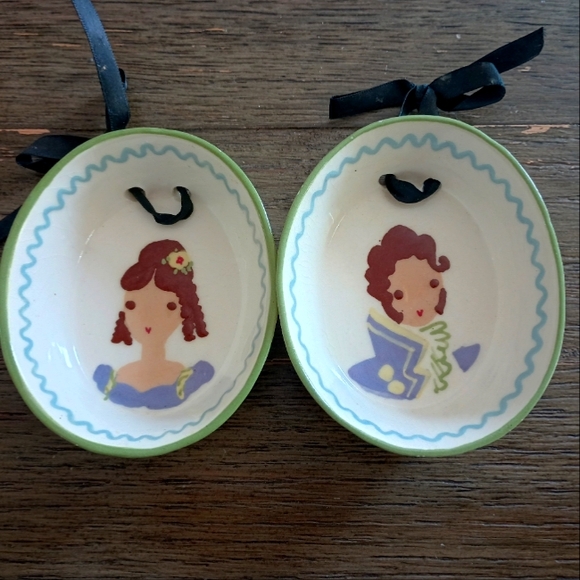 Vintage Cleminsons California Pottery Hand Painted Hanging Portrait Bridgerton - Picture 1 of 8